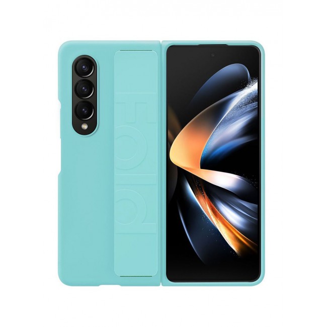 CATANES Samsung Galaxy Z Fold 4 Case 2022 Hard Silicone Cover With Strap Hold Anti drop Blue