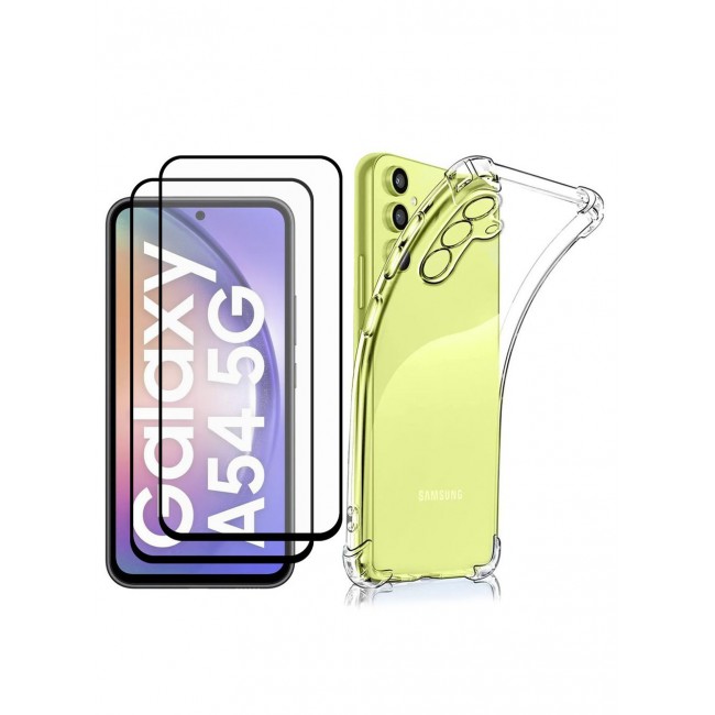 CATANES 3 Packs Of Samsung Galaxy A54 Clear Case and 2 Screen Protectors TPU Gorilla Case Cover Reinforced Corner Shock Absorption Anti Scratch Anti Yellow Ultra Thin Case