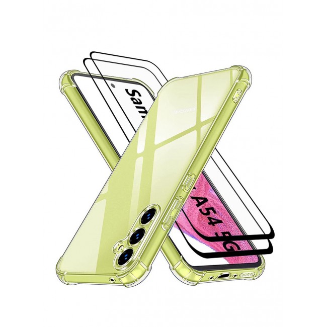 CATANES 3 Packs Of Samsung Galaxy A54 Clear Case and 2 Screen Protectors TPU Gorilla Case Cover Reinforced Corner Shock Absorption Anti Scratch Anti Yellow Ultra Thin Case