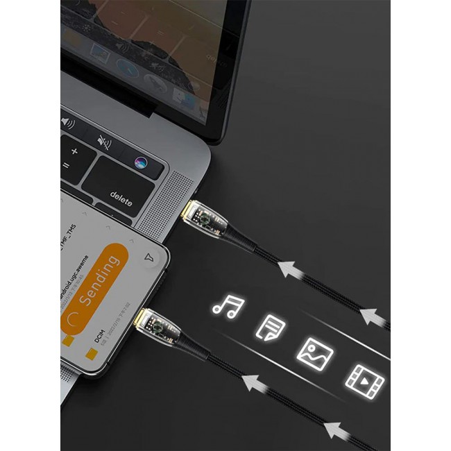 CATANES USB Type C to USB Type C Cable Fast Charging Cable Transparent Adapter Fast Charging Cable Black 1M