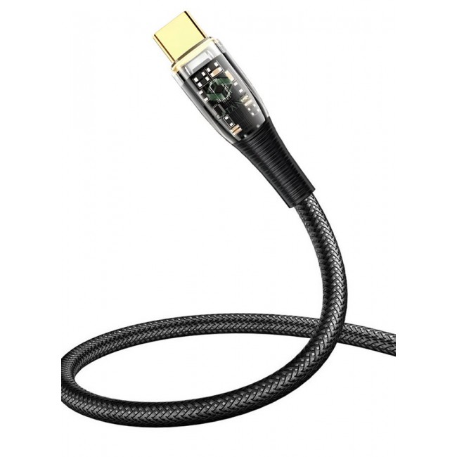 CATANES USB Type C to USB Type C Cable Fast Charging Cable Transparent Adapter Fast Charging Cable Black 1M