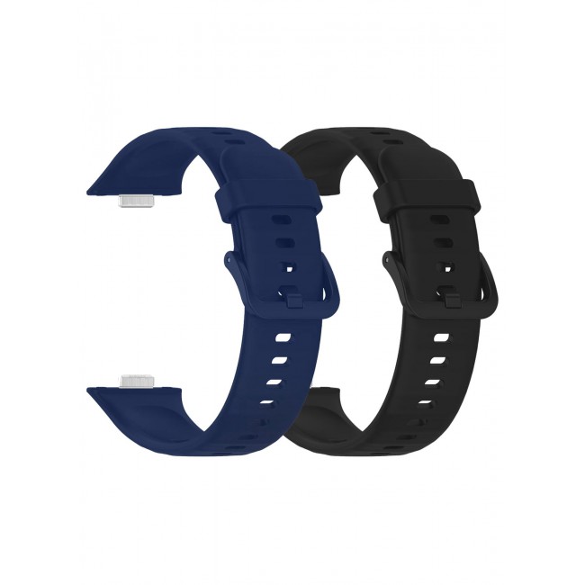 CATANES 2Packs Wristband for Huawei Watch Fit 3/Fit 4/Fit 4 Pro Bands, Silicone Bracelet Quick Release Arm Band, Replacement Smartwatch Band Quick Release Sport Straps - Black Blue