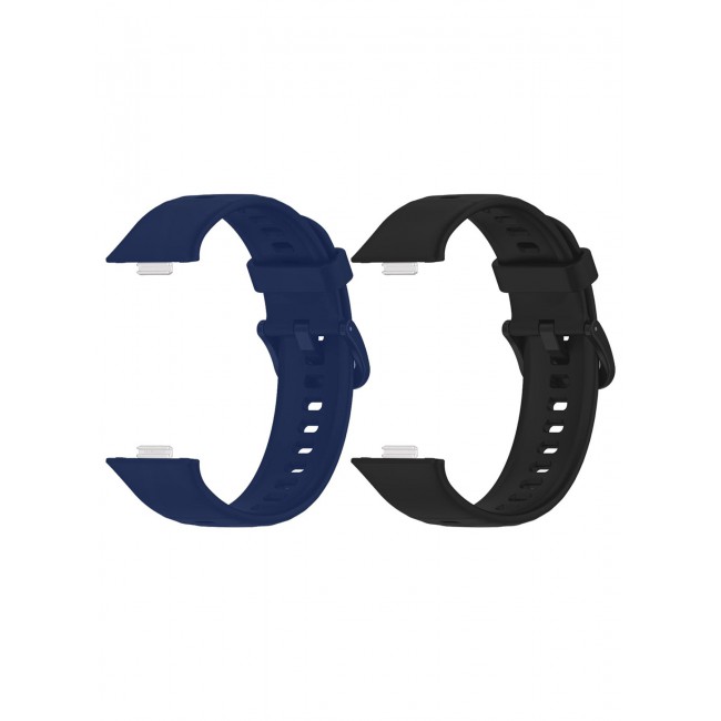 CATANES 2Packs Wristband for Huawei Watch Fit 3/Fit 4/Fit 4 Pro Bands, Silicone Bracelet Quick Release Arm Band, Replacement Smartwatch Band Quick Release Sport Straps - Black Blue