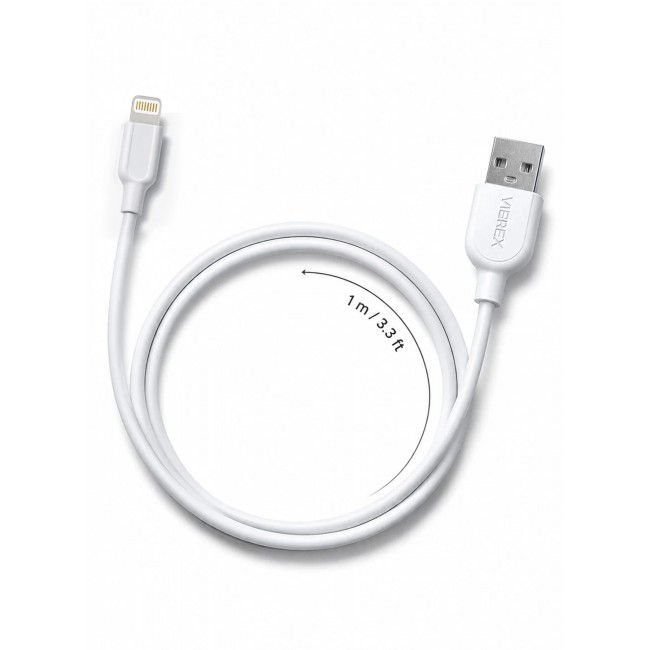 Vierex VC-3 Fast Charging Lightning Cable 2.4A USB Charging & Data Cable 480Mbps Compatible with iPhone, 1m