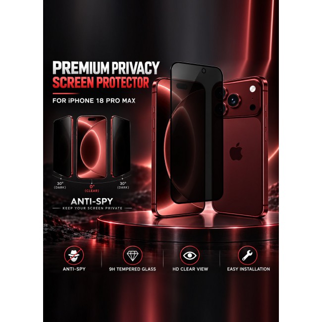 CATANES Privacy Screen Protector for iPhone 18 Pro Max Tempered Glass - Anti-Spy 9H Hardness Guard