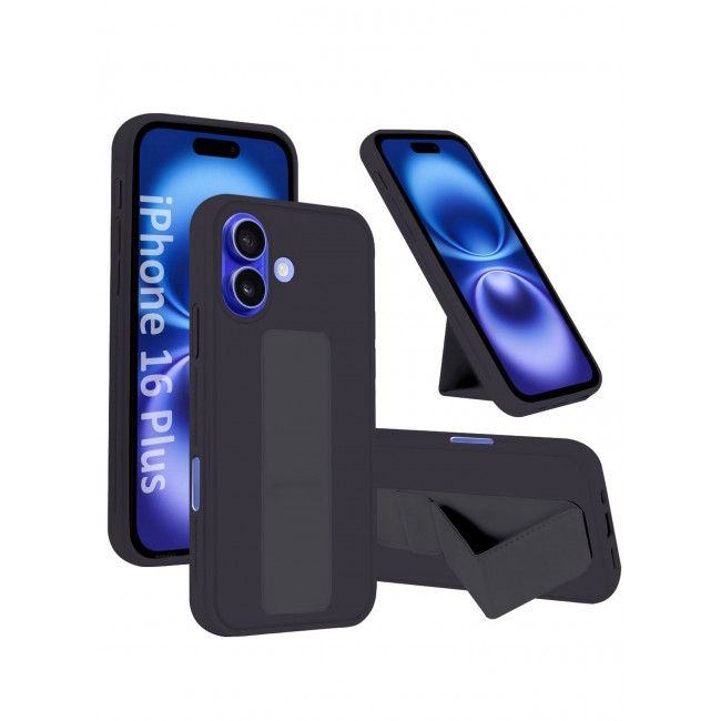 CATANES (for Apple iPhone 16 Plus) Case Premium PU Leather Back Cover with Stand Function Shockproof and Anti Scratch Finger Grip Case Cover / Dark Purple