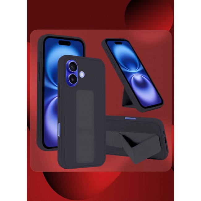 CATANES (for Apple iPhone 16 Plus) Case Premium PU Leather Back Cover with Stand Function Shockproof and Anti Scratch Finger Grip Case Cover / Dark Purple