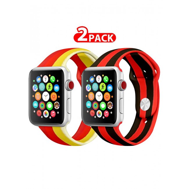 CATANES 2 Pack For Apple Watch Band 41mm 40mm 38mm Stripe Silicone Replacement Band for iWatch Series 7/SE/6/5/4/3/2/1