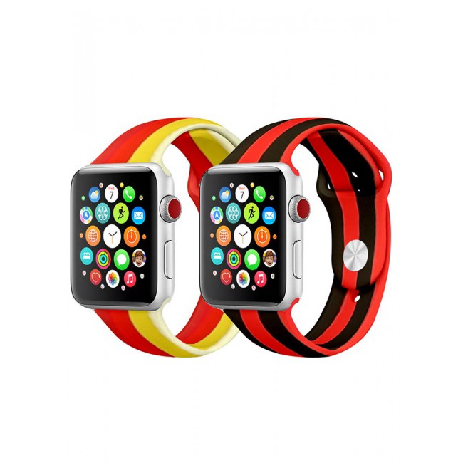 CATANES 2 Pack For Apple Watch Band 41mm 40mm 38mm Stripe Silicone Replacement Band for iWatch Series 7/SE/6/5/4/3/2/1