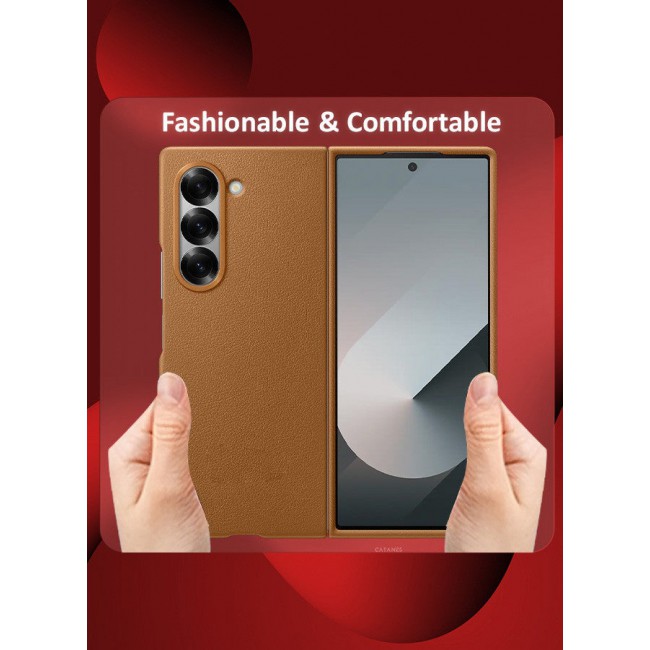 CATANES (for Samsung Galaxy Z Fold 6) Case Cover Kindsuit Leather Case Slim and sleek silhouette / Brown