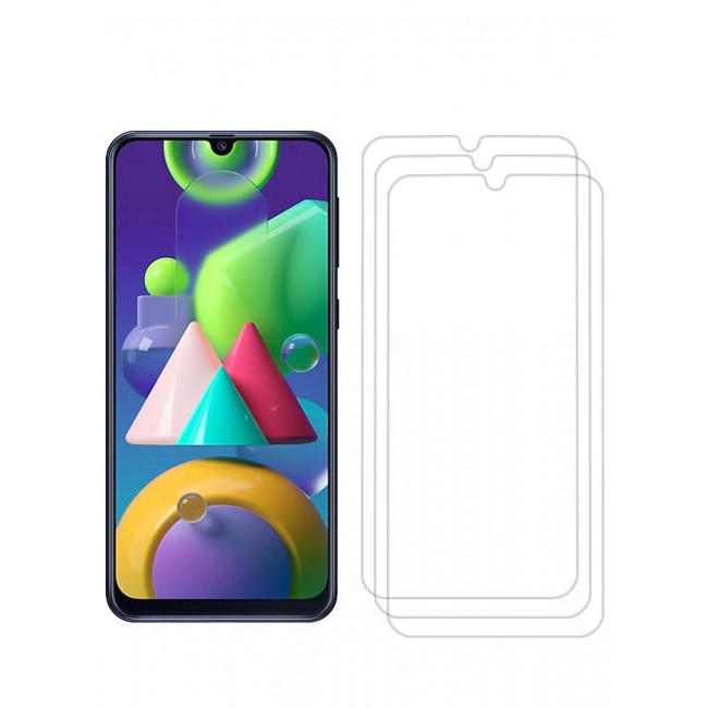 CATANES 3 Pack For Samsung Galaxy M21 Screen Protector Tempered Glass Full Glue Back