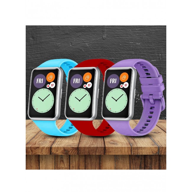 CATANES 3 Pack For Huawei Watch Fit 2 Silicone Bracelet Replacement Strap Multicolour 11(Only Compatible with Huawei Watch Fit 2)