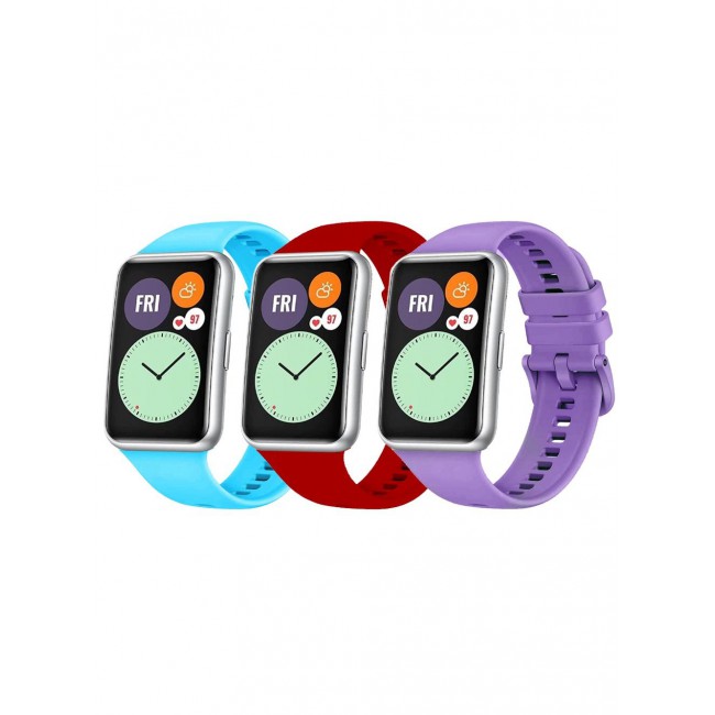 CATANES 3 Pack For Huawei Watch Fit 2 Silicone Bracelet Replacement Strap Multicolour 11(Only Compatible with Huawei Watch Fit 2)
