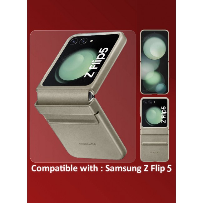 CATANES (for Samsung Galaxy Z Flip 5) Cover Flap Leather Case with Hinge Protection Shockproof Cover Case / Grey