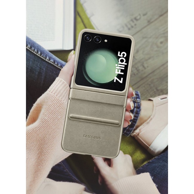 CATANES (for Samsung Galaxy Z Flip 5) Cover Flap Leather Case with Hinge Protection Shockproof Cover Case / Grey