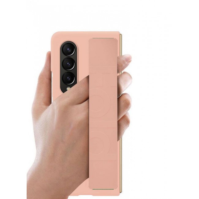 CATANES Samsung Galaxy Z Fold 4 Silicone Grip Cover Case with Wrist Strap Pink