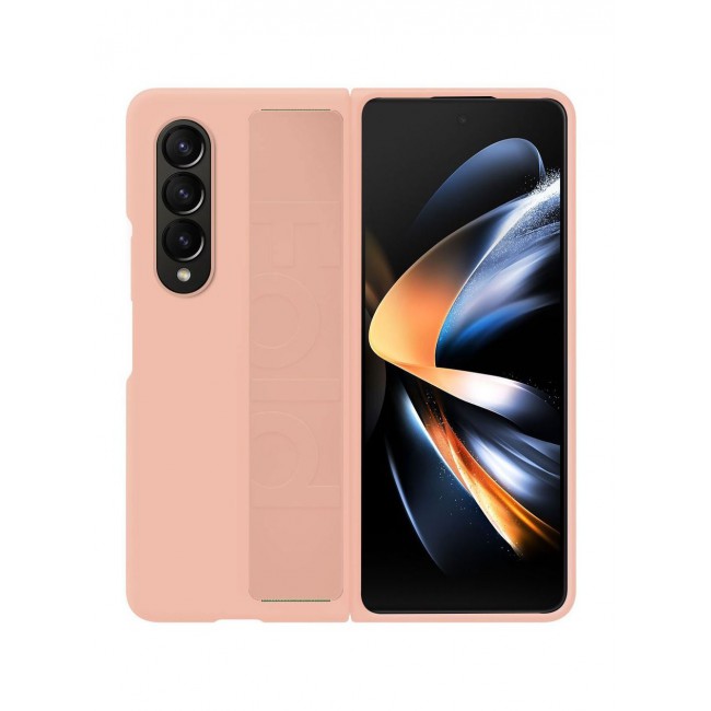 CATANES Samsung Galaxy Z Fold 4 Silicone Grip Cover Case with Wrist Strap Pink