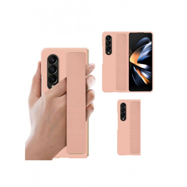 CATANES Samsung Galaxy Z Fold 4 Silicone Grip Cover Case with Wrist Strap Pink