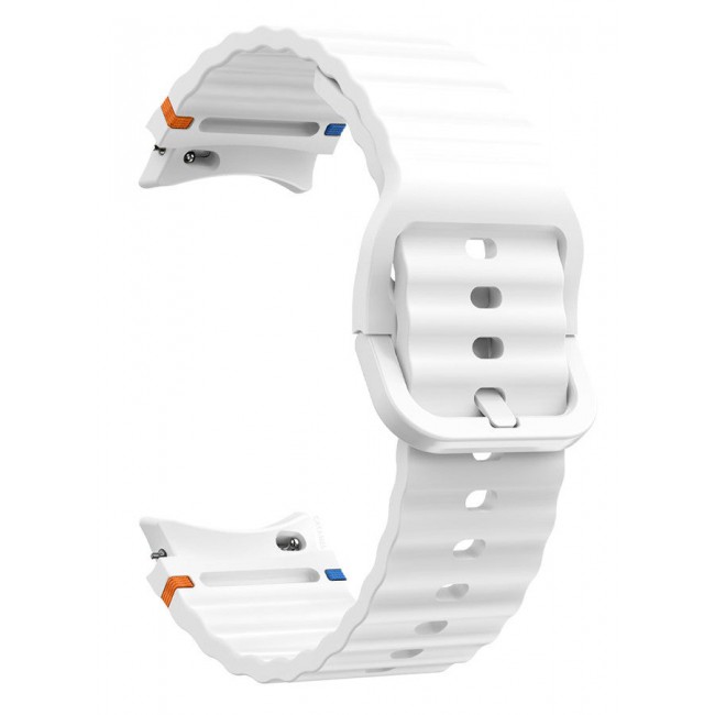 CATANES (for Samsung Galaxy Watch 7 / Samsung Galaxy Watch 6 ) Silicone Sport Band with Decorative Woven Line Durable and Sport Design for Men Women White