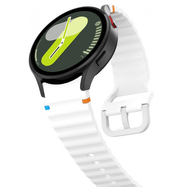 CATANES (for Samsung Galaxy Watch 7 / Samsung Galaxy Watch 6 ) Silicone Sport Band with Decorative Woven Line Durable and Sport Design for Men Women White