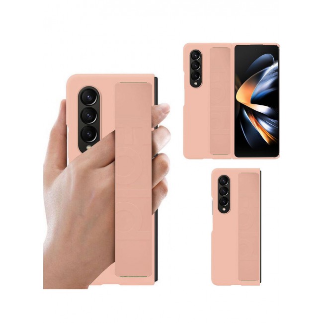 CATANES Samsung Galaxy Z Fold 4 Case 2022 Hard Silicone Cover With Strap Hold Anti drop Pink