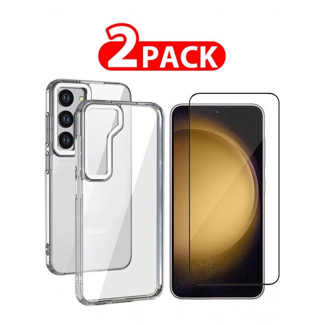 CATANES 2 Pack For Samsung Galaxy S23 Plus Clear Case With Screen Protector White Edge