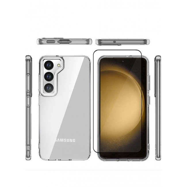 CATANES 2 Pack For Samsung Galaxy S23 Plus Clear Case With Screen Protector White Edge