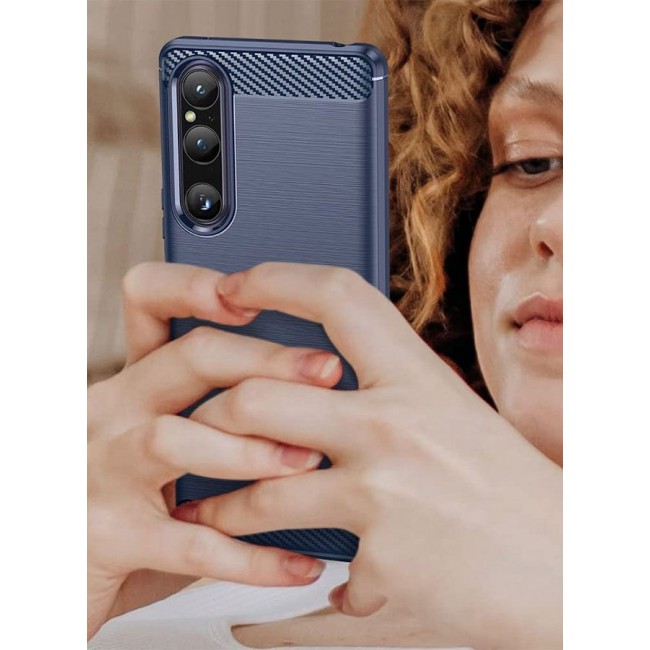 CATANES Sony Xperia 1 V Case Cover Soft TPU Bumper Protective Back Blue