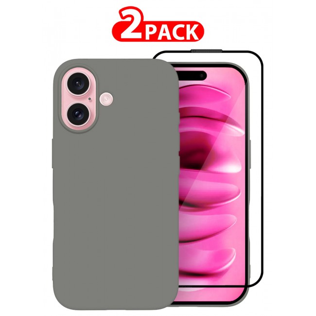 CATANES (for iPhone 16 Plus) 2 Pack Case and Screen Protector, Slim Silicone Case, Full Covered Anti Scratch Shockproof Protective Cover