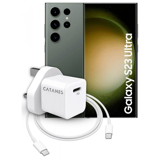 CATANES 25W PD Fast Charger Adapter Type C 3Pins with 1m Cable Type C for Samsung Galaxy S23 Ultra and S24 Ultra / White