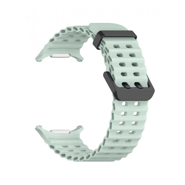CATANES Silicone watch band for Samsung Galaxy Watch 7 Ultra 47mm, Rugged Soft Ocean Silicone Sport Strap Replacement Accessory Fit for Samsung Galaxy Watch Ultra Band Dual Row Hole - Light Green
