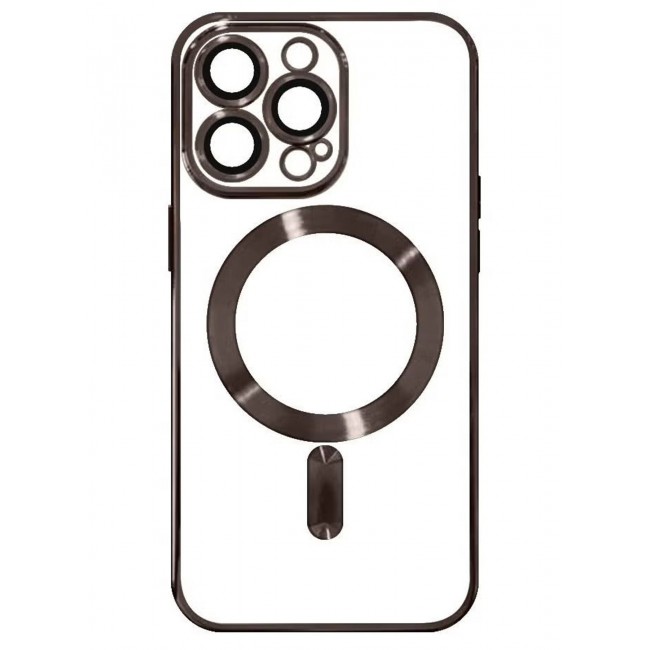 CATANES 2Pack for iPhone 14 Pro MagSafe Case and Screen Protector Clear Electroplating Frame Wireless Charging Cover with Tempered Glass Brown/Clear