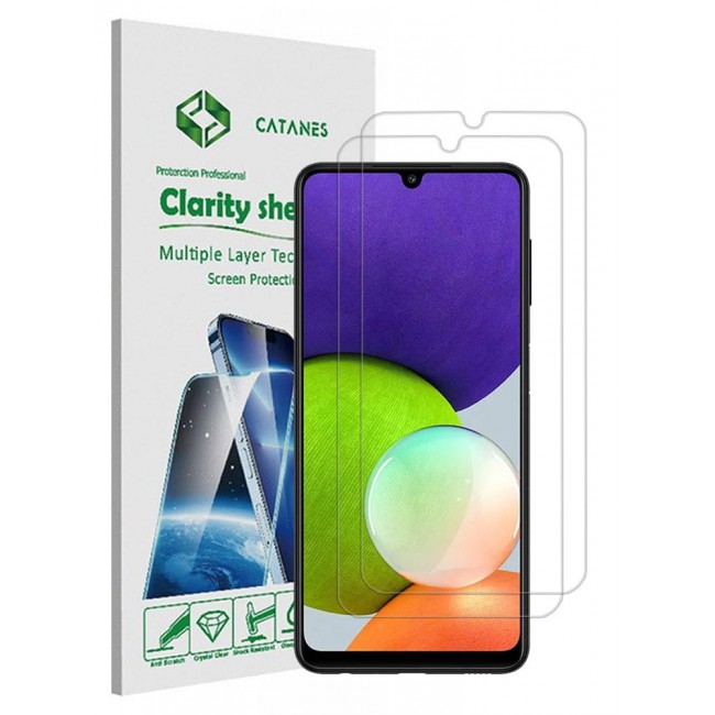 CATANES 2 Pack For Samsung Galaxy A22 Screen Protector Tempered Glass Full Glue Back