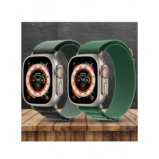 CATANES 2 Pack For Apple Watch Band 49mm 45mm 44mm 42mm Alpine Loop Band Women Men Adjustable with Metal G-Hook Strap for iWatch Ultra Series SE 8/7/6/5/4/3/2/1 Dark Green/Green