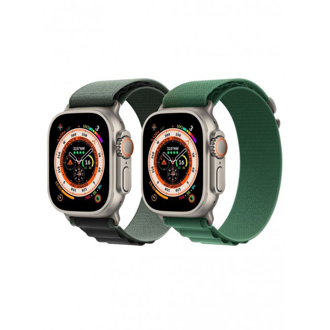 CATANES 2 Pack For Apple Watch Band 49mm 45mm 44mm 42mm Alpine Loop Band Women Men Adjustable with Metal G-Hook Strap for iWatch Ultra Series SE 8/7/6/5/4/3/2/1 Dark Green/Green