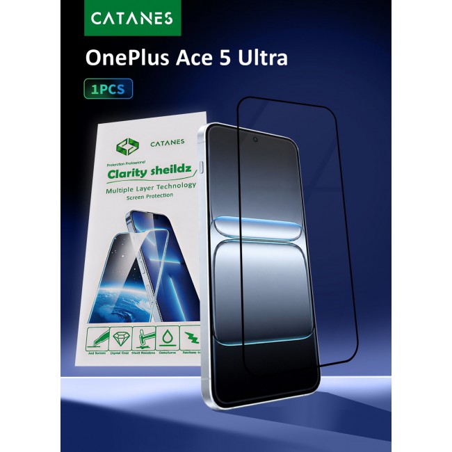 CATANES Screen Protector for OnePlus Ace 5 Ultra Tempered Glass 3D, Full Coverage, Scratch-Resistant, 9H Hardness High-Definition Clear Guard, Black Edge
