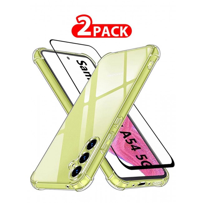 CATANES 2 Packs Of Samsung Galaxy A54 Clear Case and Screen Protector TPU Gorilla Case Cover Reinforced Corner Shock Absorption Anti Scratch Anti Yellow Ultra Thin Case