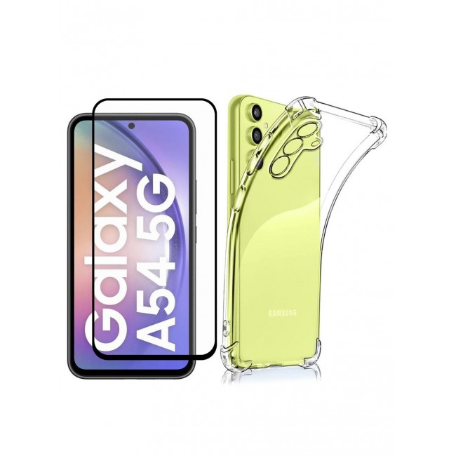 CATANES 2 Packs Of Samsung Galaxy A54 Clear Case and Screen Protector TPU Gorilla Case Cover Reinforced Corner Shock Absorption Anti Scratch Anti Yellow Ultra Thin Case