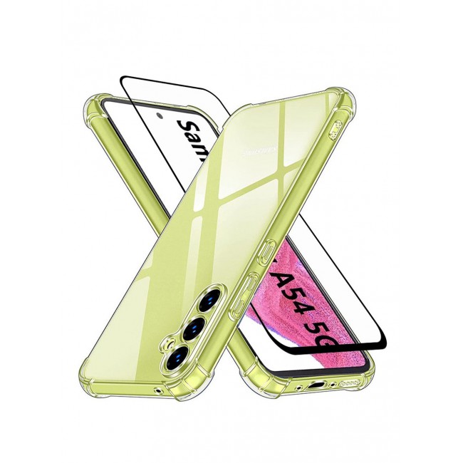 CATANES 2 Packs Of Samsung Galaxy A54 Clear Case and Screen Protector TPU Gorilla Case Cover Reinforced Corner Shock Absorption Anti Scratch Anti Yellow Ultra Thin Case