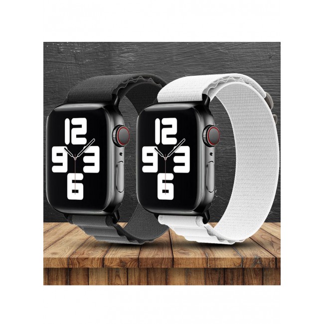 CATANES 2 Pack Of Apple Watch Alpine Loop Band 38mm 40mm 41mm Women Men Adjustable with Metal G-Hook Strap for iWatch Series 7/SE/6/5/4/3/2/1 Black Grey/White