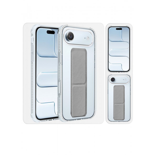CATANES 2 Packs Finger Grip Clear Case Cover for iPhone 17 Air- Kickstand Car Magnetic Holder Multi-function Protective Two-in-one Case with Privacy Screen Protector - Grey