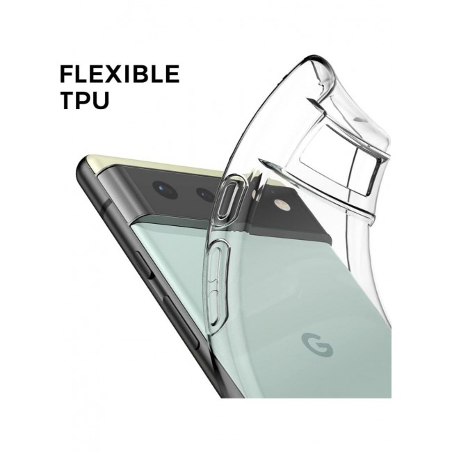 CATANES Google Pixel 6 Clear Case Soft Flexible TPU Anti-Shock Slim Transparent Back Cover Compatible with Pixel 6 (6.4")