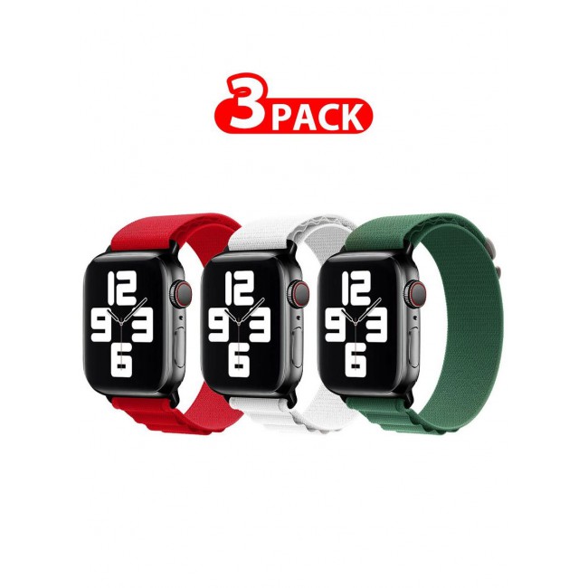 CATANES 3 Pack Of Apple Watch Alpine Loop Band 38mm 40mm 41mm Women Men Adjustable with Metal G-Hook Strap for iWatch Series 7/SE/6/5/4/3/2/1 Multicolour