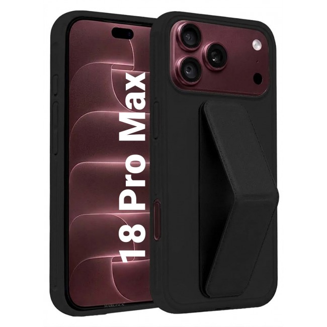 CATANES For iPhone 18 Pro Max Case Durable PU Leather Cover with Secure Finger Ring and Stand Support - Black