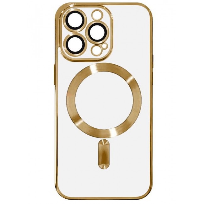 CATANES Clear Case with MagSafe for Apple iPhone 13 Pro Wireless Charging Compatible Back Cover with Electroplating Shockproof Frame Gold