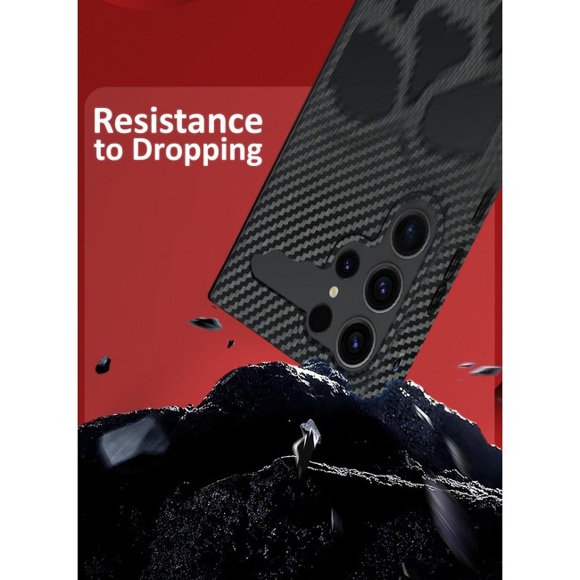 CATANES Galaxy S23 Ultra Case Cover Soft TPU and Glossy with Skull Design - Carbon Fiber