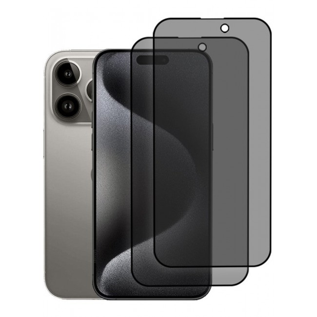 CATANES [iPhone 15 Pro] 2 Pack Privacy Screen Protector 9H Full Coverage Screen Tempered Glass Anti-Spy Bubble Free Case Friendly Screen Protector