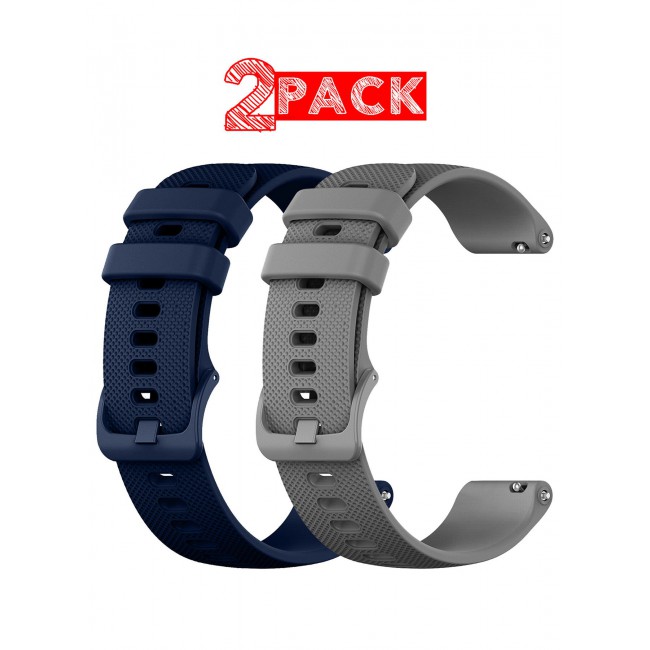 CATANES 2Packs 20mm Silicone Band for Samsung Galaxy Watch 7 6 5 4 FE Band 40mm 44mm/Galaxy Watch 6 4 Classic Band 47mm 46mm 43mm 42mm / 20mm Silicone Sport Strap Bracelet Wristband / Grey Navy Blue