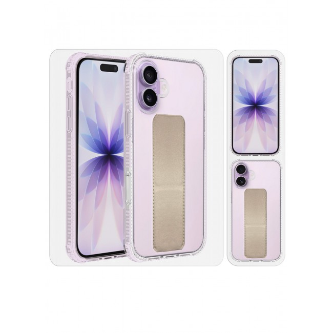 CATANES 2 Packs Finger Grip Clear Case Cover for iPhone 17- Kickstand Car Magnetic Holder Multi-function Protective Two-in-one Case with 3D Screen Protector - Golden