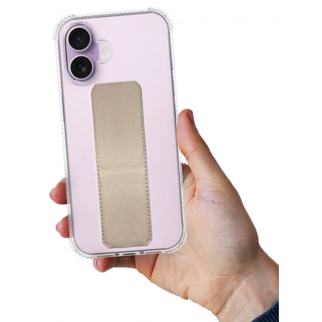 CATANES 2 Packs Finger Grip Clear Case Cover for iPhone 17- Kickstand Car Magnetic Holder Multi-function Protective Two-in-one Case with 3D Screen Protector - Golden